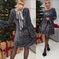 💖LAST DAY SALE 50% OFF✨Long Sleeve Loose Sequined Tie-back Dress