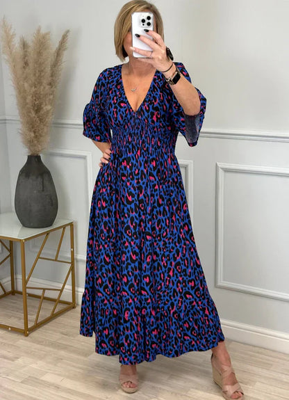 💥Hot Sales-49% OFF👗Leopard Shirred Waist Dress