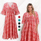 🔥LAST DAY SALE 50% OFF💖Bohemian casual print V-neck waist wrap long dress🌸