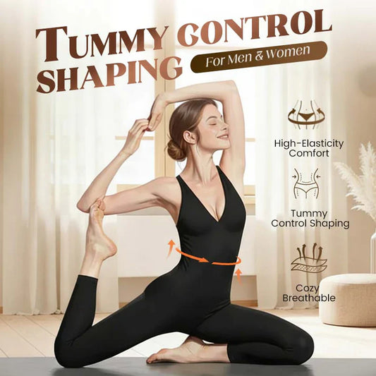💞50K+ SOLD!🌸High-Stretch V-Neck Jumpsuit – All-day ease for fitness & beyond. Breathable, flexible & effortlessly chic. Your go-to for movement. 🧘‍♀️💫