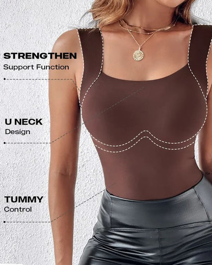 ⏳LAST DAY: ONLY £8.99!!⚡60K+ SOLD!💐Women's U Neck Thermal Tank Tops with Built-In Bra