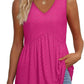 🌞HOT SALE 49% OFF👚Women's Print Flowy Sleeveless V Neck Peplum Tank Tops