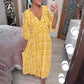 🔥LAST DAY SALE 50% OFF💖Bohemian casual print V-neck waist wrap long dress🌸