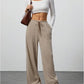 🌸Women's Wide Leg Ribbed Knit Pants Drawstring Waist Low Rise Casual Long Trousers