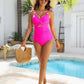 👙Summer Hot Sale 49%🩱Metallic Accent Mesh Panel One-Piece Swimsuit