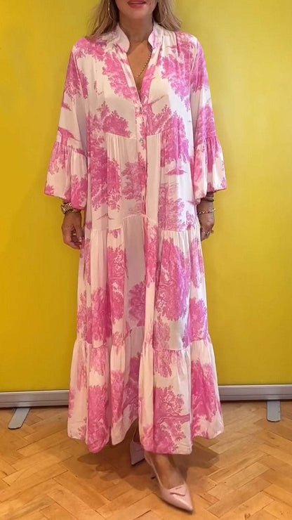 💖LAST DAY SALE 50% OFF💖Women Summer V-neck Forest Pattern Maxi Dress💃