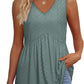 🌞HOT SALE 49% OFF👚Women's Print Flowy Sleeveless V Neck Peplum Tank Tops