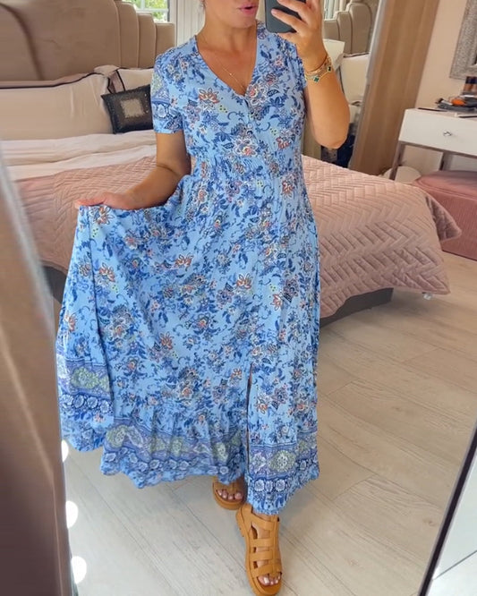💃Hot Sale - 48% OFF🔥 Floral print v-neck dress🌺