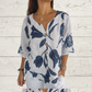 🎉HOT SALE 49% OFF💐Women's Printed Linen V-Neck Loose Top