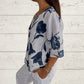🎉HOT SALE 49% OFF💐Women's Printed Linen V-Neck Loose Top