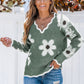 💃LAST DAY 50% OFF✨🍂Women's Floral Pattern Scallop Trim Sweater