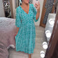 🔥LAST DAY SALE 50% OFF💖Bohemian casual print V-neck waist wrap long dress🌸