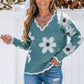 💃LAST DAY 50% OFF✨🍂Women's Floral Pattern Scallop Trim Sweater