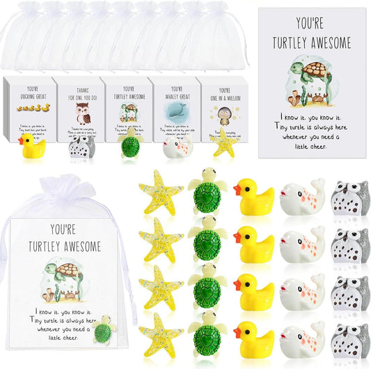 Last Day 49% OFF🎁50 Sets Employee Appreciation Gifts – Funny Resin Animals with Thank You Cards (150 pcs)