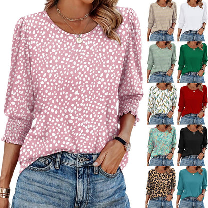 ⏰Limited Time Sale-50% OFF🏖️Women Dressy Casual 3/4 Length Sleeve Blouses with Smocked Cuffs