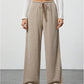 🌸Women's Wide Leg Ribbed Knit Pants Drawstring Waist Low Rise Casual Long Trousers