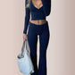 🔥2026 New Year Big Sale 50% OFF!!⚡50K+ SOLD!💕Slim-Fit V-Neck Crop Top & Pants Set