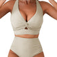✨Summer New Style 50% Off👙Textured Knot-Front High-Waisted Bikini Set