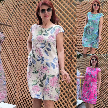 🔥50% OFF TODAY🔥🌸Plus Size Round Neck Loose sleeved printed dress💃