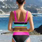 🎁New arrival 50% OFF💥🌼Color Block Patchwork Nylon Sporty 3-Piece Bikini Set - High Waisted & Tummy Control Swimsuit👙🌈