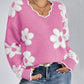 💃LAST DAY 50% OFF✨🍂Women's Floral Pattern Scallop Trim Sweater