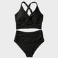 ✨Summer New Style 50% Off👙Textured Knot-Front High-Waisted Bikini Set