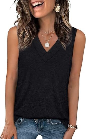🌸LIMITED PRICE:￡12.99!!✨Women's Sleeveless V-Neck Slimming Loose Fit Casual Tank Top