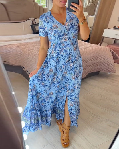 💃Hot Sale - 48% OFF🔥 Floral print v-neck dress🌺