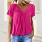 🎁Hot Sale 50% OFF⏳Women's Casual Pleated V-Neck Short-Sleeve Top