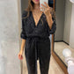 🎁Christmas Sale - 50% OFF💕Women's Sparkly V Neck Belted Jumpsuits