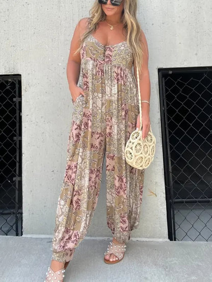 🔥Summer Limited Sale 50% OFF🔥Cooper Patchwork Print Loose Jumpsuit