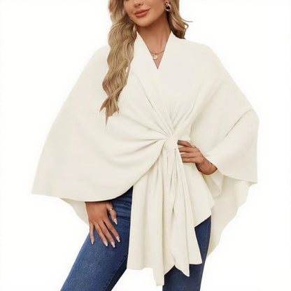 🍂Autumn Hot Sale💕Elegant Solid Color Cape Shawl