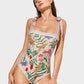 👗2025 Hot Sale New 50% Off✨ Reversible Tie-Strap Floral Print One-Piece Swimsuit🩱💕