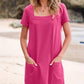 💕Last Day Promotion 49% OFF👗Women's Casual Square Neck Pocket Short Sleeve Dress with Pockets
