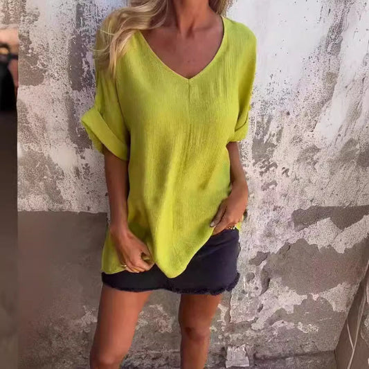 ☀️Summer Hot Sale 50% Off🌺Oversized V-Neck Top for Women