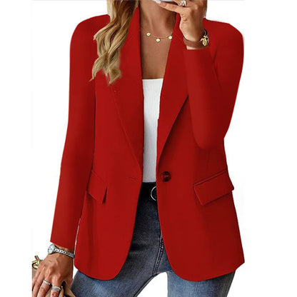 💝Autumn Hot Sale🍁Women's Minimalist Solid Button Lapel Collar Blazer