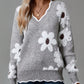 💃LAST DAY 50% OFF✨🍂Women's Floral Pattern Scallop Trim Sweater