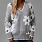 💃LAST DAY 50% OFF✨🍂Women's Floral Pattern Scallop Trim Sweater