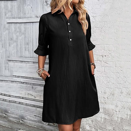 ✨Limited time sale🔥Women's Elegant Shirt Dress with Ruffle Sleeves