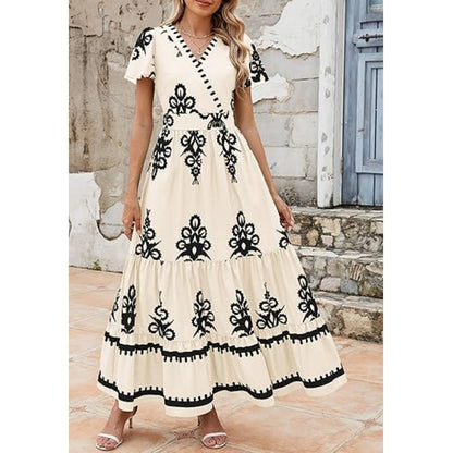 💥Last Day Special Sale 49% OFF💃Women’s Casual V Neck Boho Maxi Dress