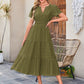 ⏰Hot Sale 50% OFF🎉Women's Lightweight Short Sleeve V Neck Elastic Waist Dress