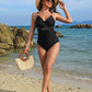 👙Summer Hot Sale 49%🩱Metallic Accent Mesh Panel One-Piece Swimsuit