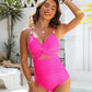 👙Summer Hot Sale 49%🩱Metallic Accent Mesh Panel One-Piece Swimsuit