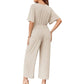 ⏰LAST HOT SALE 49% OFF!!💖Women's Elegant V-Neck Wide Leg Waist Tie Jumpsuit