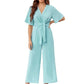 ⏰LAST HOT SALE 49% OFF!!💖Women's Elegant V-Neck Wide Leg Waist Tie Jumpsuit