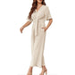 ⏰LAST HOT SALE 49% OFF!!💖Women's Elegant V-Neck Wide Leg Waist Tie Jumpsuit