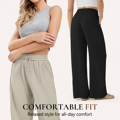 🔥🔥LAST DAY SALE 70% OFF👍✨ Lightweight Linen Pants Solid Color Drawstring Casual Pants -🥰Breathable & Skin-Friendly