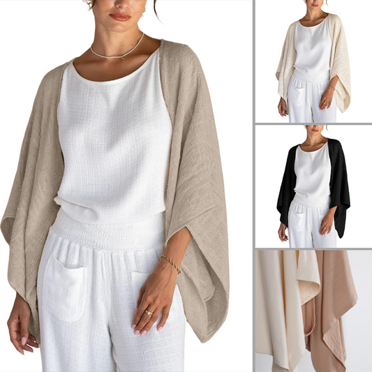 💖 Special Price £15.99🔥Last 3 Hours!!💝Women's Linen Cardigan 3/4 Sleeve Open Front Loose Cover Ups Lightweight Shrug