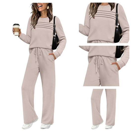 🔥🔥Last Day Promotion 61% Off🔥Your new favorite outfit! 👗✨ Women's Crew Neck Top & Drawstring Pants Set 🛋️☕