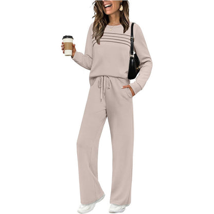 🔥🔥Last Day Promotion 61% Off🔥Your new favorite outfit! 👗✨ Women's Crew Neck Top & Drawstring Pants Set 🛋️☕